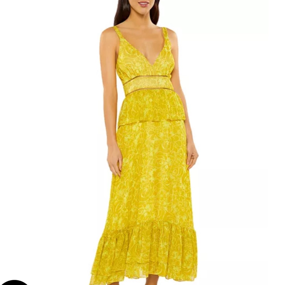 LIKELY Carla Dress in Oil Yellow Multi
